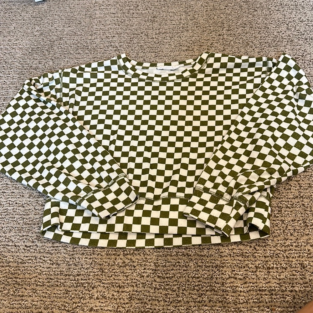 Green Check crewneck sweatshirt and jogger set